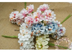 Daisy Silk artificial flowers on WIRE, 4 cm - Pack of 6